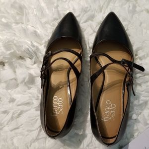 COPY - Franco Sarto Black Leather Wedge MaryJane Shoes